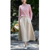 imagechouyatou Womens Fall Elastic High Waisted Corduroy Skirt Winter ALine Pleated Midi Long SkirtBeige