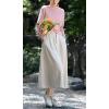 imagechouyatou Womens Fall Elastic High Waisted Corduroy Skirt Winter ALine Pleated Midi Long SkirtBeige