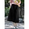 imagechouyatou Womens Fall Elastic High Waisted Corduroy Skirt Winter ALine Pleated Midi Long SkirtBlack