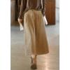 imagechouyatou Womens Fall Elastic High Waisted Corduroy Skirt Winter ALine Pleated Midi Long SkirtKhaki