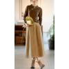 imagechouyatou Womens Fall Elastic High Waisted Corduroy Skirt Winter ALine Pleated Midi Long SkirtKhaki