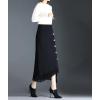 imagechouyatou Womens Fall Winter Elegant Houndstooth Tassels Fringe Knit Skirt Elastic A Line Long Midi Sweater SkirtBlack