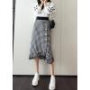 imagechouyatou Womens Fall Winter Elegant Houndstooth Tassels Fringe Knit Skirt Elastic A Line Long Midi Sweater SkirtHoundstooth