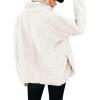 imagechouyatou Womens Oversized Fuzzy Long Sleeve Turtleneck Sherpa Fleece Pullover SweatshirtBeige