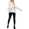 imagechouyatou Womens Oversized Fuzzy Long Sleeve Turtleneck Sherpa Fleece Pullover SweatshirtBeige