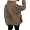 imagechouyatou Womens Oversized Fuzzy Long Sleeve Turtleneck Sherpa Fleece Pullover SweatshirtDark Green
