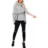 imagechouyatou Womens Oversized Fuzzy Long Sleeve Turtleneck Sherpa Fleece Pullover SweatshirtGrey