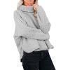 imagechouyatou Womens Oversized Fuzzy Long Sleeve Turtleneck Sherpa Fleece Pullover SweatshirtGrey
