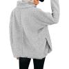 imagechouyatou Womens Oversized Fuzzy Long Sleeve Turtleneck Sherpa Fleece Pullover SweatshirtGrey
