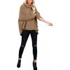 imagechouyatou Womens Oversized Fuzzy Long Sleeve Turtleneck Sherpa Fleece Pullover SweatshirtKhaki