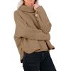 imagechouyatou Womens Oversized Fuzzy Long Sleeve Turtleneck Sherpa Fleece Pullover SweatshirtKhaki