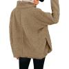 imagechouyatou Womens Oversized Fuzzy Long Sleeve Turtleneck Sherpa Fleece Pullover SweatshirtKhaki