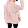 imagechouyatou Womens Oversized Fuzzy Long Sleeve Turtleneck Sherpa Fleece Pullover SweatshirtPink