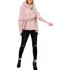 imagechouyatou Womens Oversized Fuzzy Long Sleeve Turtleneck Sherpa Fleece Pullover SweatshirtPink