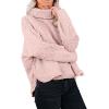 imagechouyatou Womens Oversized Fuzzy Long Sleeve Turtleneck Sherpa Fleece Pullover SweatshirtPink
