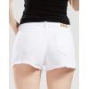 imagechouyatou Womens Perfectly Fit 5Pockets Ripped Denim Jean Shorts US 20 White