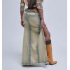 imagechouyatou Womens Sexy Y2k Irregular High Low Denim Skirt Distressed Frayed ALine Pocket Jean Long SkirtBlue