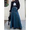 imagechouyatou Womens Summer Casual ALine Flared High Waist Long Jean Skirt Pleated Fishtail Maxi Denim SkirtBlue