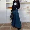 imagechouyatou Womens Summer Casual ALine Flared High Waist Long Jean Skirt Pleated Fishtail Maxi Denim SkirtBlue