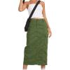 imagechouyatou Womens Summer Fashion Long Y2k Cargo Skirt ALine Midi Skirt with Cargo PocketsArmy Green
