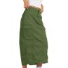 imagechouyatou Womens Summer Fashion Long Y2k Cargo Skirt ALine Midi Skirt with Cargo PocketsArmy Green
