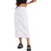 imagechouyatou Womens Summer Fashion Long Y2k Cargo Skirt ALine Midi Skirt with Cargo PocketsWhite