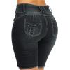 imagechouyatou Womens Summer Stretchy Fit Skinny Leg Butt Lift Bermuda Denim ShortsBlack