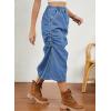 imagechouyatou Womens Vintage Washed Cargo Skirt ALine Adjustable Midi Long Denim Jean Skirt with DrawstringBlue