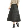 imagechouyatou Womens Winter Quilted Long Skirt Elastic Waist ALine Insulated Swing Midi Skirt with PocketsBlack