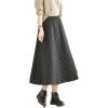 imagechouyatou Womens Winter Quilted Long Skirt Elastic Waist ALine Insulated Swing Midi Skirt with PocketsBlack