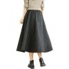 imagechouyatou Womens Winter Quilted Long Skirt Elastic Waist ALine Insulated Swing Midi Skirt with PocketsBlack