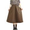 imagechouyatou Womens Winter Quilted Long Skirt Elastic Waist ALine Insulated Swing Midi Skirt with PocketsCoffee Brown