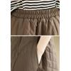 imagechouyatou Womens Winter Quilted Long Skirt Elastic Waist ALine Insulated Swing Midi Skirt with PocketsCoffee Brown