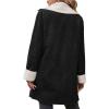 imagechouyatou Womens Winter Sherpa Lined Faux Suede Leather Jacket Oversized Notch Lapel Mid Long OvercoatBlack
