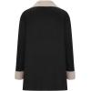 imagechouyatou Womens Winter Sherpa Lined Faux Suede Leather Jacket Oversized Notch Lapel Mid Long OvercoatBlack
