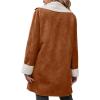 imagechouyatou Womens Winter Sherpa Lined Faux Suede Leather Jacket Oversized Notch Lapel Mid Long OvercoatBrown