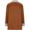 imagechouyatou Womens Winter Sherpa Lined Faux Suede Leather Jacket Oversized Notch Lapel Mid Long OvercoatBrown