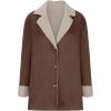 imagechouyatou Womens Winter Sherpa Lined Faux Suede Leather Jacket Oversized Notch Lapel Mid Long OvercoatCoffee