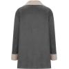 imagechouyatou Womens Winter Sherpa Lined Faux Suede Leather Jacket Oversized Notch Lapel Mid Long OvercoatDark Grey