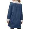 imagechouyatou Womens Winter Sherpa Lined Faux Suede Leather Jacket Oversized Notch Lapel Mid Long OvercoatNavy Blue