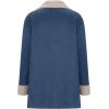 imagechouyatou Womens Winter Sherpa Lined Faux Suede Leather Jacket Oversized Notch Lapel Mid Long OvercoatNavy Blue