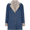 imagechouyatou Womens Winter Sherpa Lined Faux Suede Leather Jacket Oversized Notch Lapel Mid Long OvercoatNavy Blue