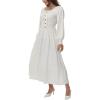 imageWomens 2024 Fall Casual Long Sleeve Square Neck Elastic High Waist Flowy Tiered Aline Maxi DressOffwhite