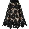 imagechouyatou Womens Beautiful HollowOut Floral Lace High Waisted ALine Midi Long SkirtBlack