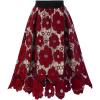 imagechouyatou Womens Beautiful HollowOut Floral Lace High Waisted ALine Midi Long SkirtRed