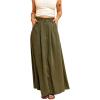 imagechouyatou Womens Elegant Button Front High Waisted Faux Suede Leather Maxi Skirt with PocketsOlive Green