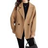 imagechouyatou Womens Fall Casual Waffle Knit Coat Notch Lapel Button Down Office Formal Blazer JacketCamel