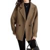 imagechouyatou Womens Fall Casual Waffle Knit Coat Notch Lapel Button Down Office Formal Blazer JacketCoffee