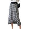 imagechouyatou Womens Fall Winter Elegant Houndstooth Tassels Fringe Knit Skirt Elastic A Line Long Midi Sweater SkirtHoundstooth