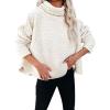 imagechouyatou Womens Oversized Fuzzy Long Sleeve Turtleneck Sherpa Fleece Pullover SweatshirtBeige